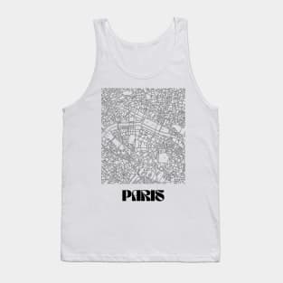 Retro Map of Paris, France Minimalist Line Drawing Tank Top